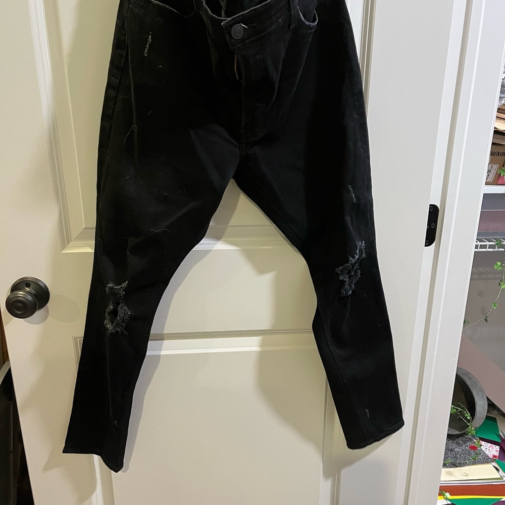Express mid rise 14 regular skinny black with holes in both knees